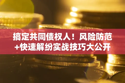 北京搞定共同债权人！风险防范+快速解纷实战技巧大公开